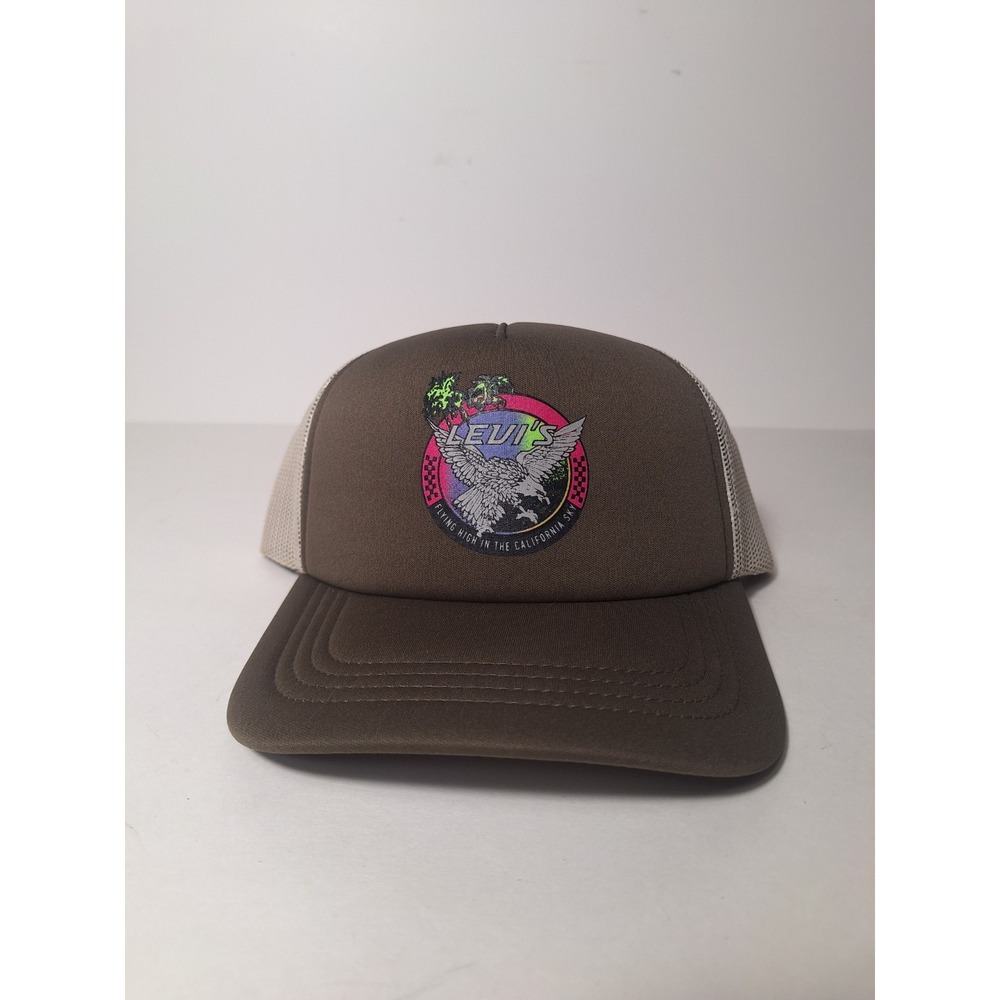 Levi's Flying High California Sky Eagle Trucker Hat Snapback NWT Brown Mesh